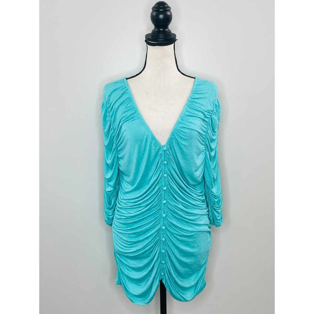 Anthropologie Sunday in Brooklyn Ruched Knit Top Womens XL Stretch Casual Chic